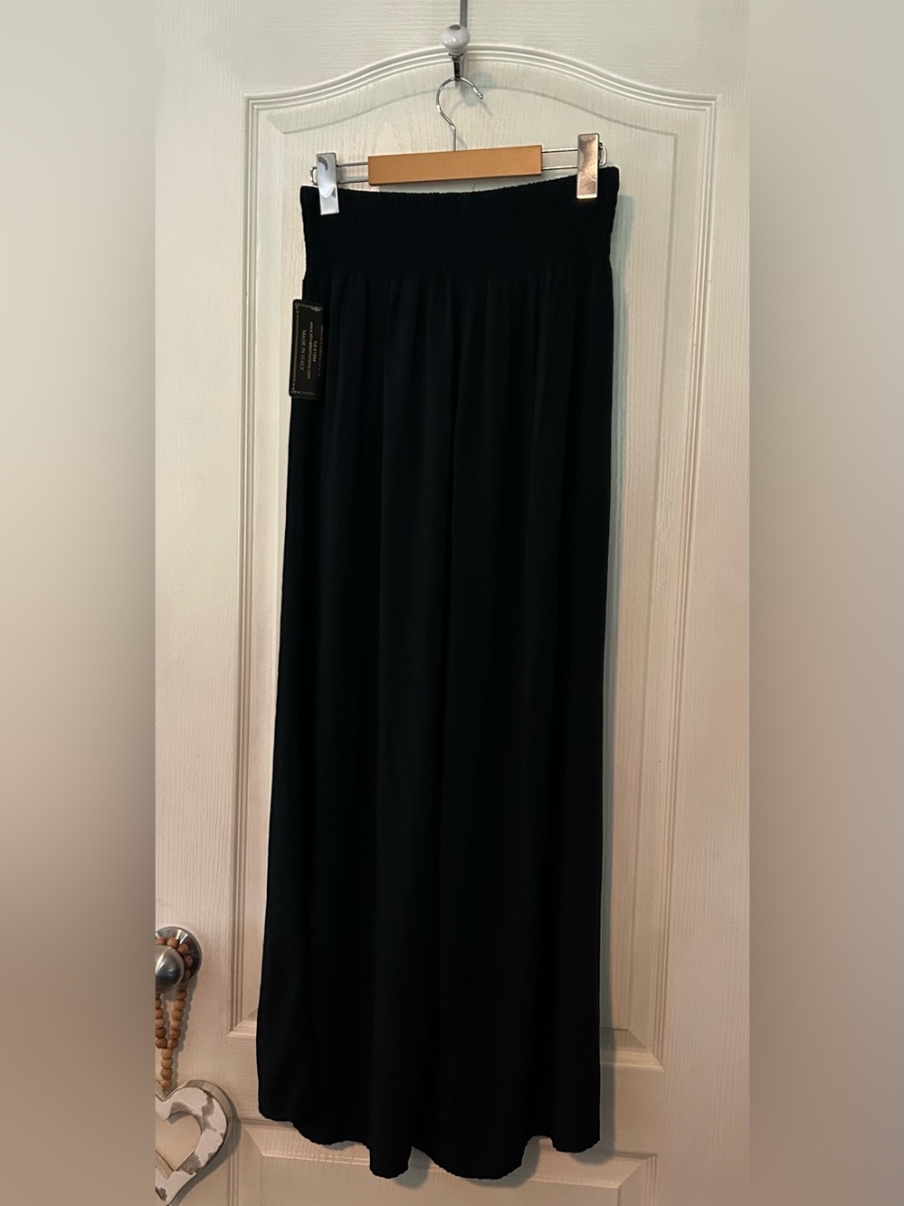 Black Women's Wide Leg Pants with Smocked Waist